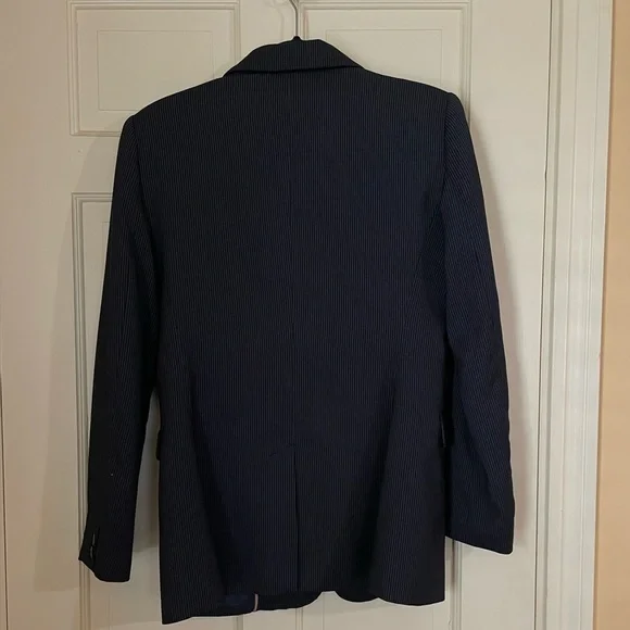 Mango Black Pink Pinstripe Suit Blazer Size 8 Career Business Jacket - Picture 10 of 11